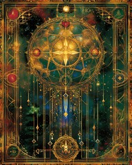 vintage style Astrological background features universe symbols, constellation, galaxy, wall art, wallpaper, tapestry