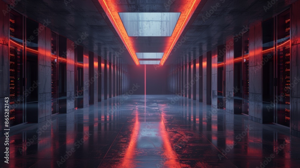 Poster an ai rendering of a data center