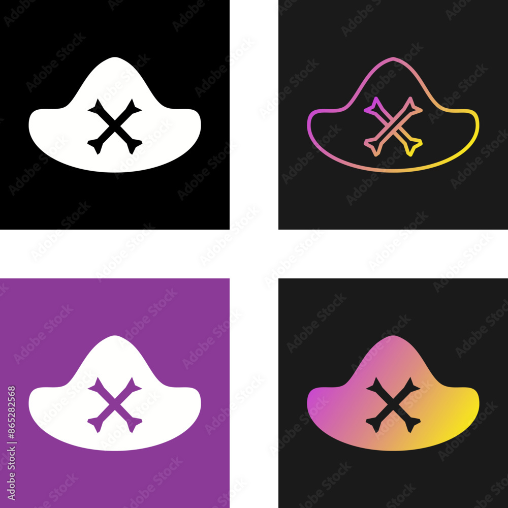 Sticker Pirate Hat Vector Icon