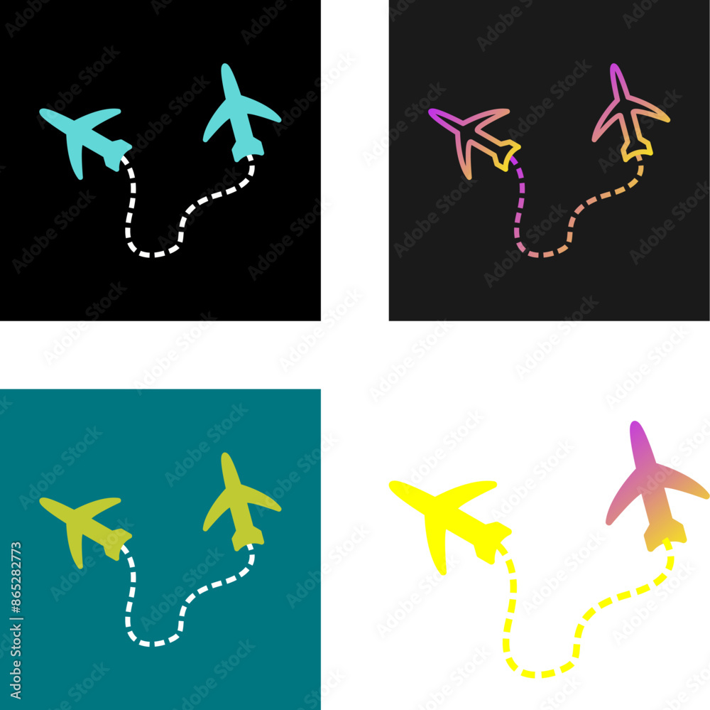 Wall mural round travel flights vector icon