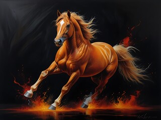  A mesmerizing oil painting of a solitary majestic fire.
