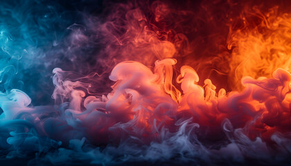 Fototapeta premium Mesmerizing Abstract Smoke Art in Fiery Red and Cool Blue Hues