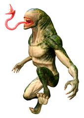 Fototapeta premium 3D Rendering Green Alien on White