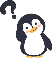 Confused penguin with a question mark