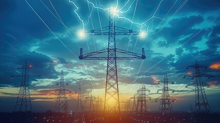 High voltage pole, energy management system, technology. Generative AI.