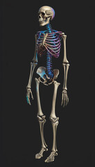 Realistic Human Skeleton in Various Poses, Generative AI