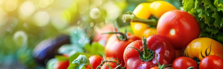 fresh, tomatoes and Peppers in Garden