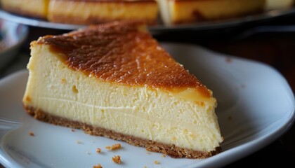Fototapeta premium Close up photo of San Sebastian Cheesecake