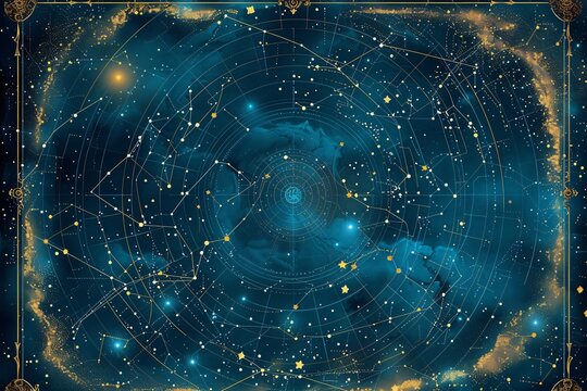 Celestial galaxy, fantasy start map,  cosmic universe constellation  background, wallpaper