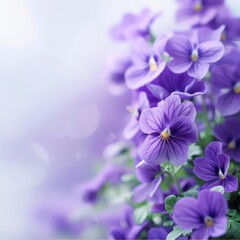 Obraz premium A charming garden of delicate violets, perfect for a banner with ample copy space