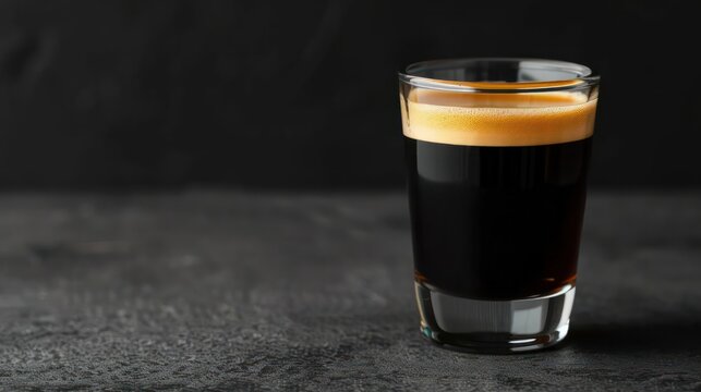 A classic americano with a layer of crema, artfully arranged by a drink stylist, perfect for a banner with ample copy space