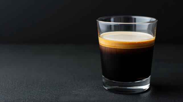 A classic americano with a layer of crema, artfully arranged by a drink stylist, perfect for a banner with ample copy space