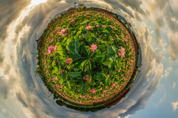 a variety of landscapes with a 360-degree panoramic filter