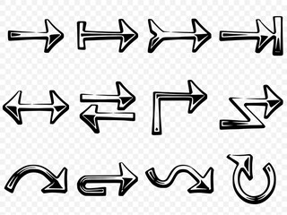 Arrow icons vector hand drawn editable set.