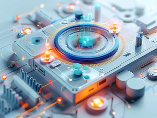 Intelligent data analytics platform, modern, tech, data analytics, flow icons, isometric, 3D. Generative AI.