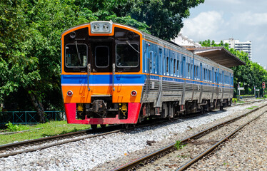 Diesel railcar on the railway State Railway of Thailand