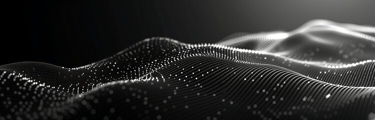 Abstract Black and White Digital Wave with Dotted Pattern