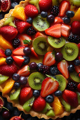Obraz premium Top View of texture of freshly baked fruit tart texture