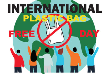 International Plastic Bag Free Day Poster. Illustration of Plastic Bag with Creative Poster Design