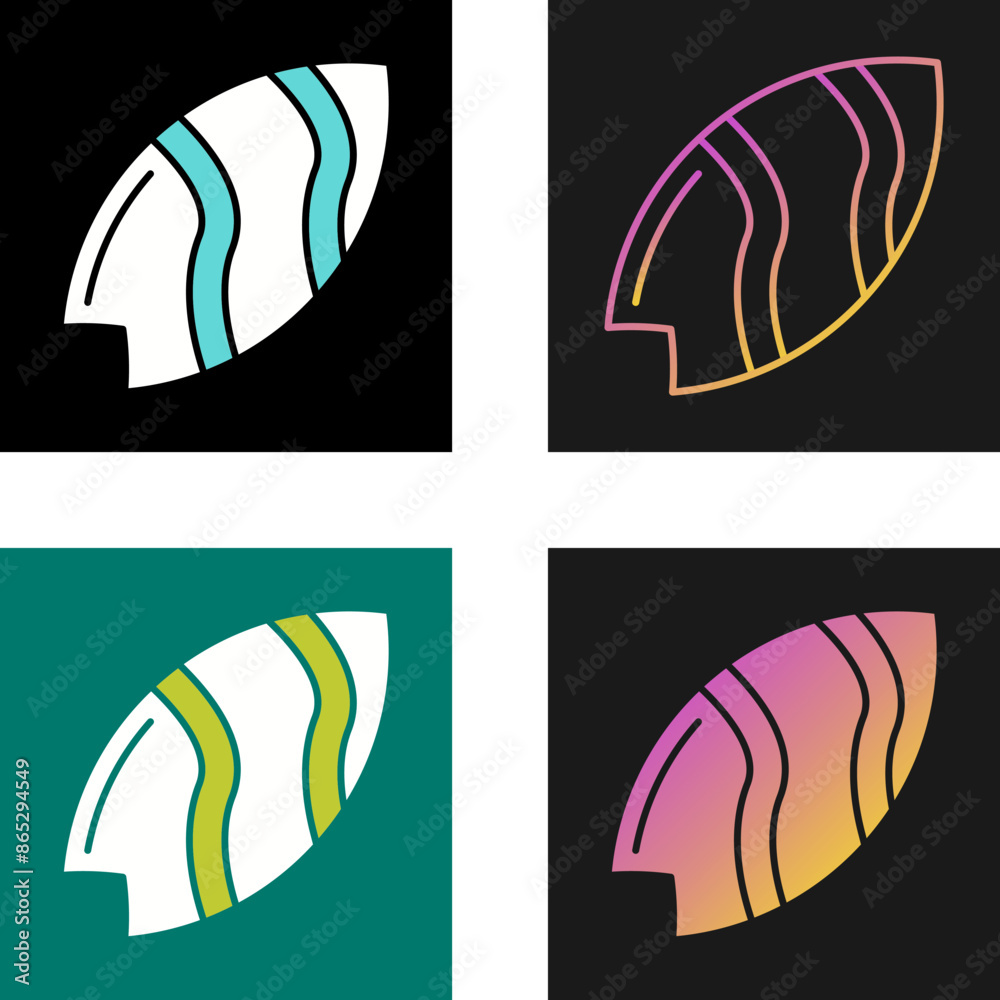 Sticker surfboard vector icon