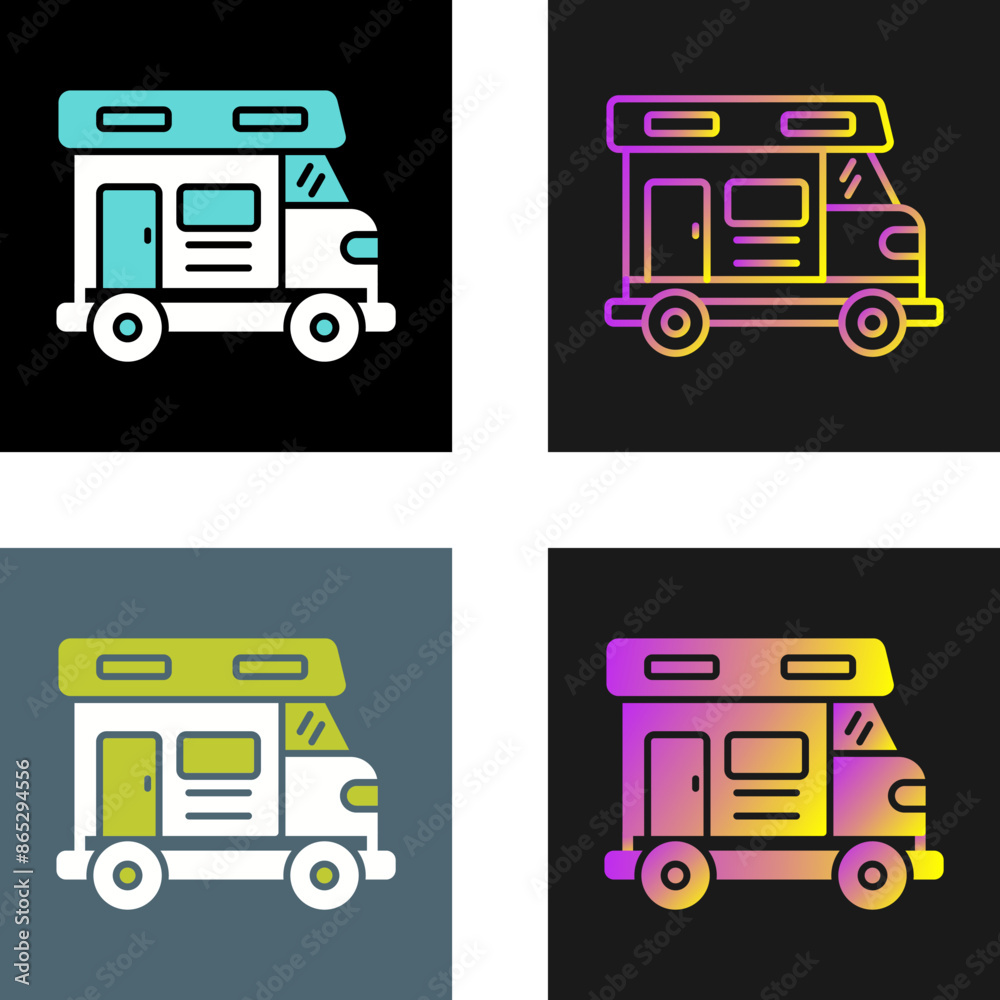 Wall mural camper van vector icon