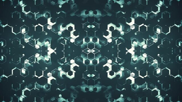 Dynamic Blue Hexagons. Abstract Geometric Hexagonal Shapes. Looped video.