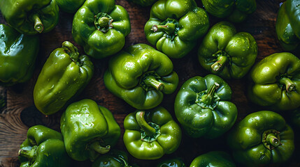 fresh green pepper Top down view background poster 