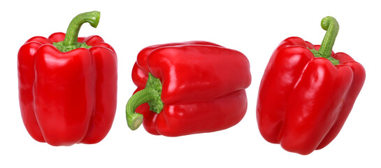 red sweet bell pepper isolated, transparent PNG, PNG format, closeup, collection, set