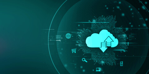 2d illustration uploading downloading arrow with cloud 
