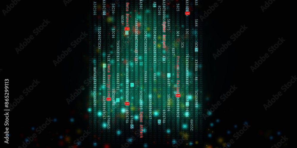 Poster 2d illustration abstract digital binary data on computer screen