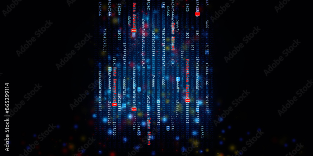 Poster 2d illustration abstract digital binary data on computer screen