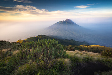 Fototapeta premium the magnificent Merapi Volcano in Java Island, Indonesia. Merapi Volcano is one of the most active volcano in the world. 