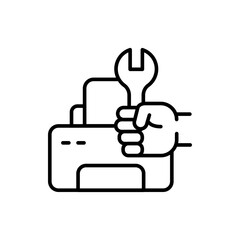 Obraz premium Printer repair outline icons, minimalist vector illustration ,simple transparent graphic element .Isolated on white background