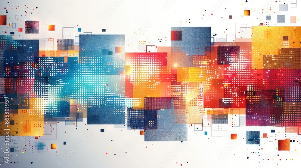 Leinwandbilder abstract colorful geometric square border pattern on white background. generative ai.