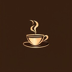 Fototapeta premium logo vector cup of coffee design with gold color