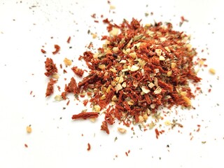 Dried tomato and chopped garlic.