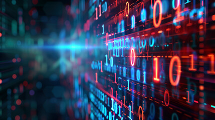 Abstract binary numbers concept for tech background. Generative AI