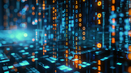 Abstract binary numbers concept for tech background. Generative AI