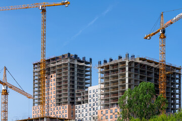 Fototapeta premium Construction of the residential complex Altufyevskoe 53. Altufyevskoe highway, Moscow