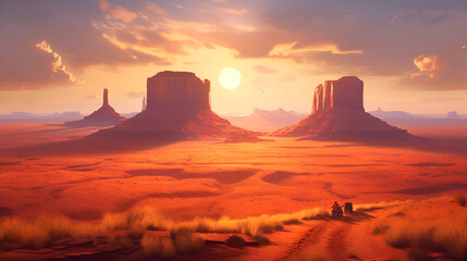 Sunset in Mars, natural stunning 4K landscape