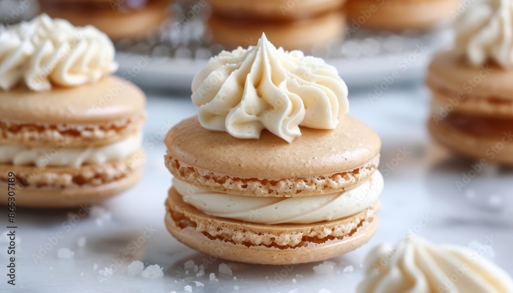 Wall mural maple butter cream filled macarons with salted caramel