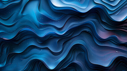 Obraz premium Abstract layered waves in shades of blue creating a dynamic, flowing visual texture.