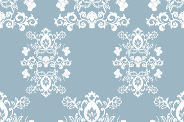 Ikat floral paisley embroidery seamless pattern on background. Ikat ethnic oriental pattern traditional. Aztec style abstract vector illustration. design for ikat fashion texture,fabric,clothing,wrap