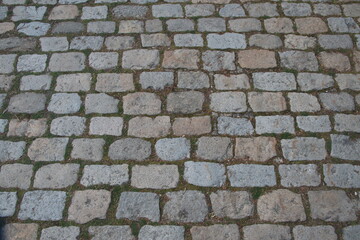 Grey tile texture, city street floor, grey pave, mosaic