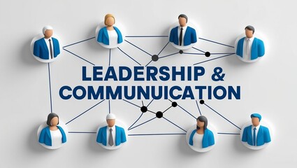 Symbolic image illustrating leadership and effective communication through interconnected professionals in a networked corporate setting