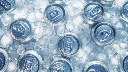 top of aluminium Soda cans with water drops