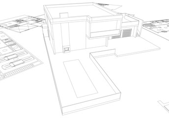 architectural drawings 3d illustration