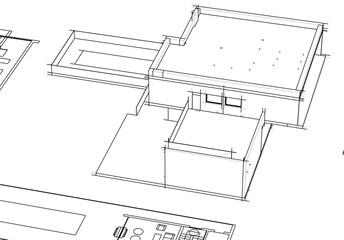 architectural drawings 3d illustration