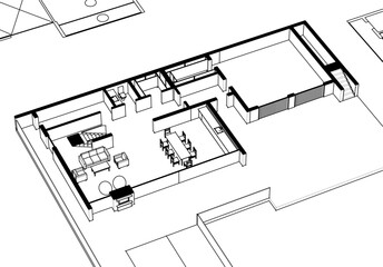 house building sketch architectural 3d illustration