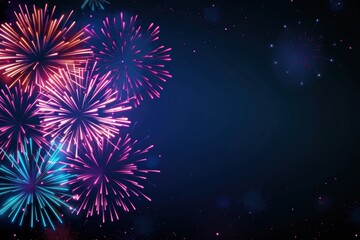 Fototapeta premium fireworks display lighting up the night sky with colorful explosions and sparks, perfect for celebrations and festive occasions. Bastille day, July 14th national day